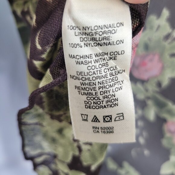 Vintage DKNY Top Blouse Floral Mesh Size XS Chiffon semi sheer alt Tie Waist - Picture 8 of 8